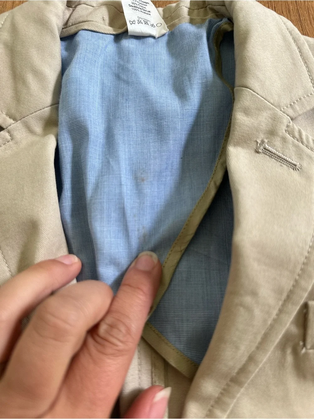 Crewcuts Thompson Beige Kids Blazer with Light Blue Lining - size 8
